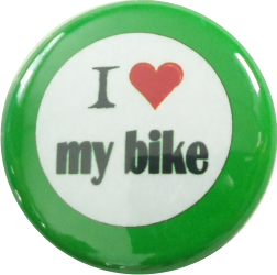 I love my bike Button grün - zum Schließen ins Bild klicken